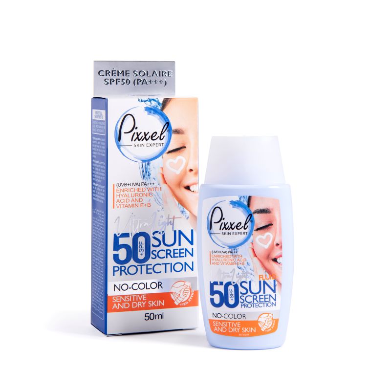  کرم ضد آفتاب رنگی بژ طبیعی مناسب پوست خشک و نرمال تا حساس پیکسل با SPF50 